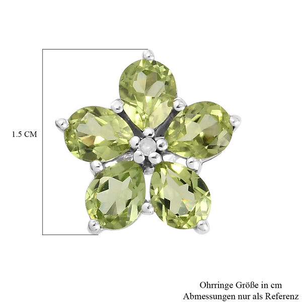 Natürliche Peridot und weiße Diamant-Ohrringe, 925 Silber platiniert ca. 3,34 ct image number 5