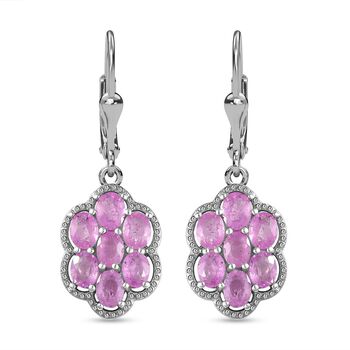 Ilakaka rosa Saphir (Fissure gef&uuml;llt) Ohrringe, 925 Silber platiniert ca. 3.40 ct