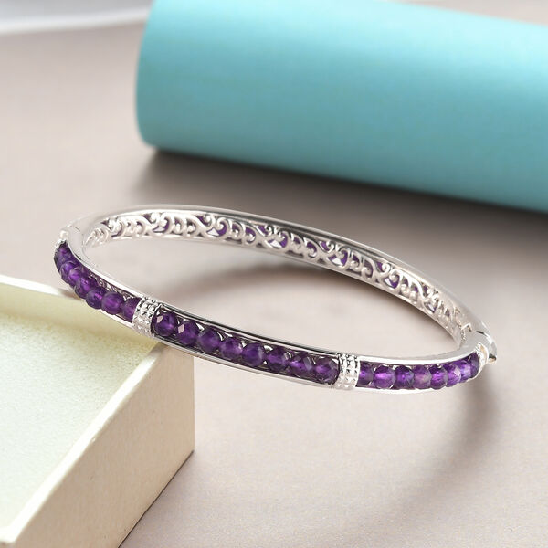 Afrikanischer Amethyst-Armreif, 19 cm, Messing platiniert ca. 20,20 ct image number 2