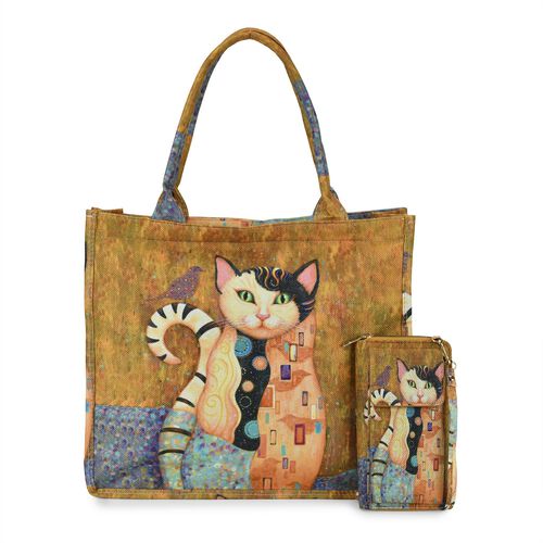 2-teiliges Taschenset - Shopper und Handytasche, ca. 40  x 12 x 35 cm (Shopper), ca. 20 x 11 x 2 cm (Handytasche), Sonnenblumen von Van Gogh
