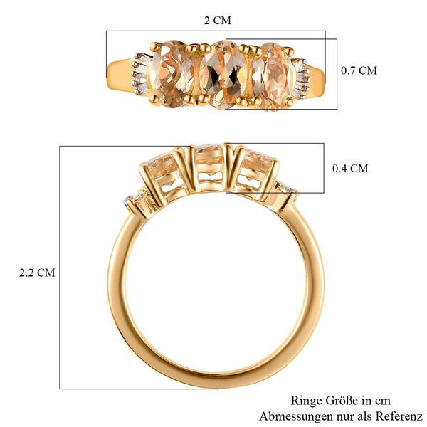 Kaiserlicher Topas und wei&szlig;er Diamant-Ring, 925 Silber vergoldet  ca. 1,57 ct image number 7