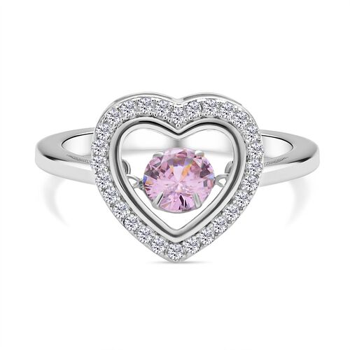 Rosa und weißer Zirkonia Ring in Herzform, 925 Silber rhodiniert (Größe 19.00), ca. 1,02 ct image number 0