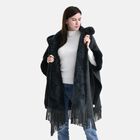 LA MAREY - Poncho aus Webpelz mit Fransen und Fleecefutter, Einheitsgröße, Grau