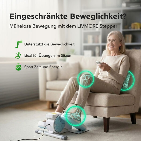 LIVMORE Original kompakter Elektro Stepper, Anti-Rutsch-Pedale, Anzeige und Fernbedienung, 47&times;42&times;23,5 cm, Wei&szlig; image number 2