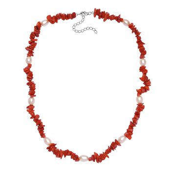 Schwamm Koralle und mehrfarbige S&uuml;&szlig;wasserperle Halskette, 45cm