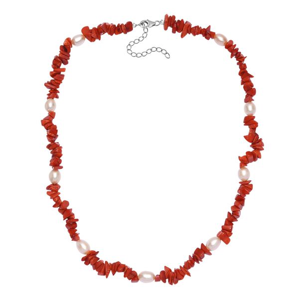 Schwamm Koralle und mehrfarbige S&uuml;&szlig;wasserperle Halskette, 45cm image number 4