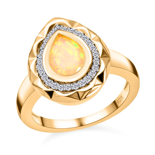 Natürlicher, äthiopischer Opal und Zirkon-Ring - 0,93 ct. image number 5