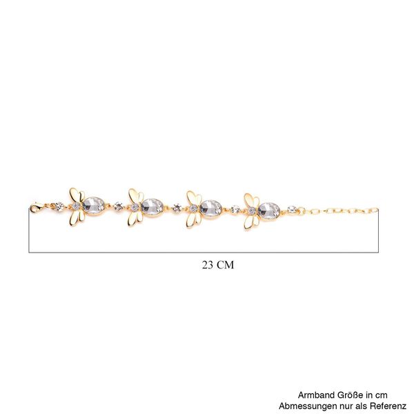 DESIGNER INSPIRIERT - 2er Set - Weißer Kristall Armband und Ohrringe, goldfarben image number 5