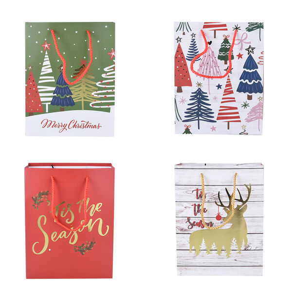 12er-Set Geschenkt&uuml;ten, Weihnachtsmotiv, Gr&ouml;&szlig;e S (18x10x23 cm), M (32x12x26 cm), und L (31x12x42 cm), Mehrfarbig&nbsp;