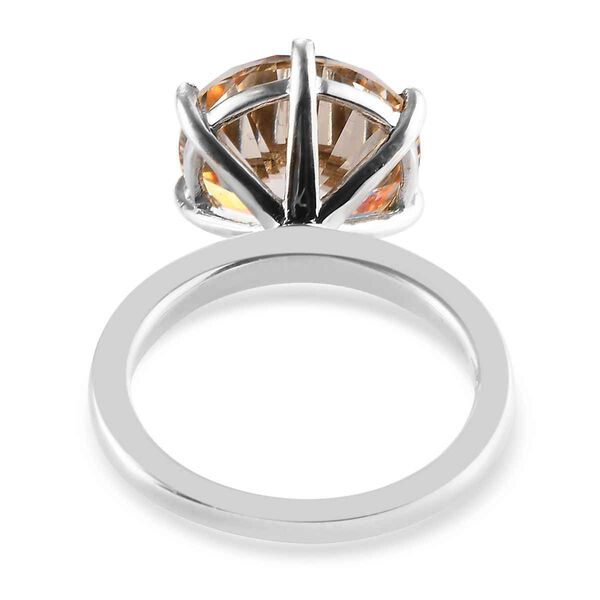 LUSTRO STELLA Hergestellt mit ausgefallen gelbem ZIRKONIA Solitär-Ring 925 Silber Platin-Überzug image number 6