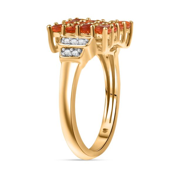 Blaze Feuer Opal, Wei&szlig;er Zirkon Ring 925 Silber 750 Gelbgold Vermeil (Gr&ouml;&szlig;e 20.00) ca. 0.92 ct image number 4