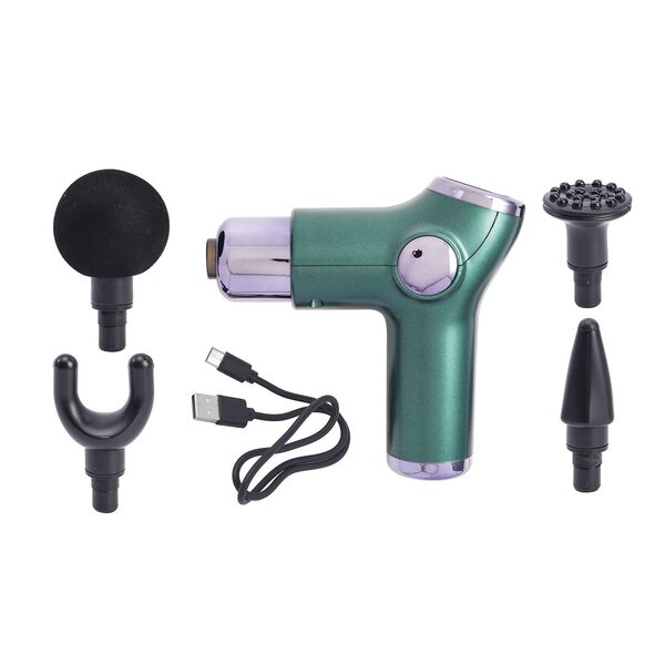 Mini-Muskel-Massage-Pistole mit 4 Massageköpfen, 32 Stärken, Grün image number 10