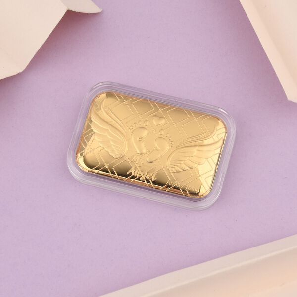 EXKLUSIVES GESCHENK - 999er Goldfolie mit Babyfu&szlig; 10mg image number 2