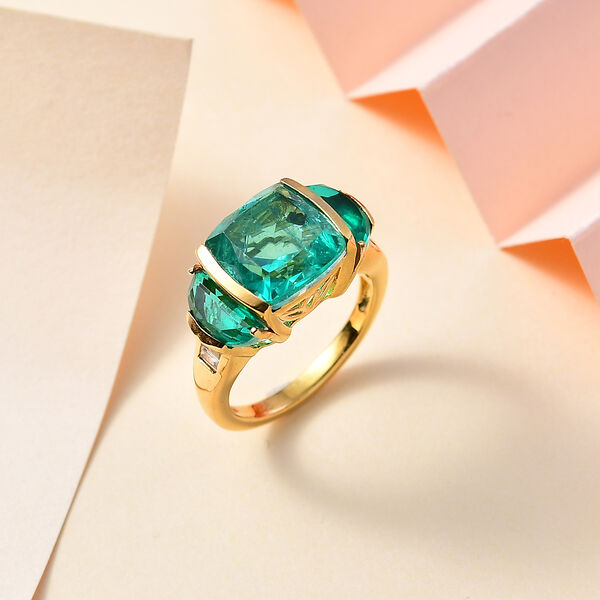 Smaragd Triplett Quarz Ring - 7,21 ct. image number 2