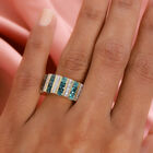 Blaugrüner Grandidierit und Zirkon Ring 925 Silber 585 Vergoldet image number 2