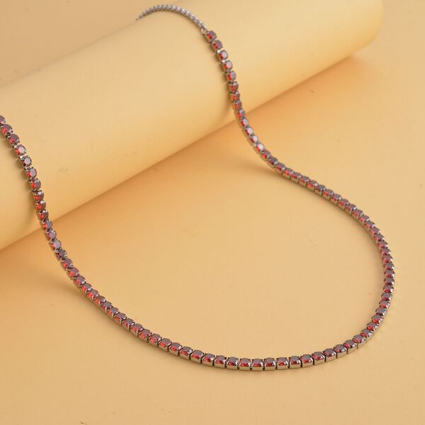 Rote Zirkonia Halskette, ca. 38 cm, Edelstahl ca. 45.00 ct image number 2