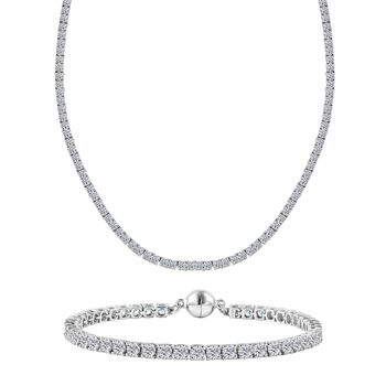 D'Joy Moissanit 19cm Armband und 45cm Halskette