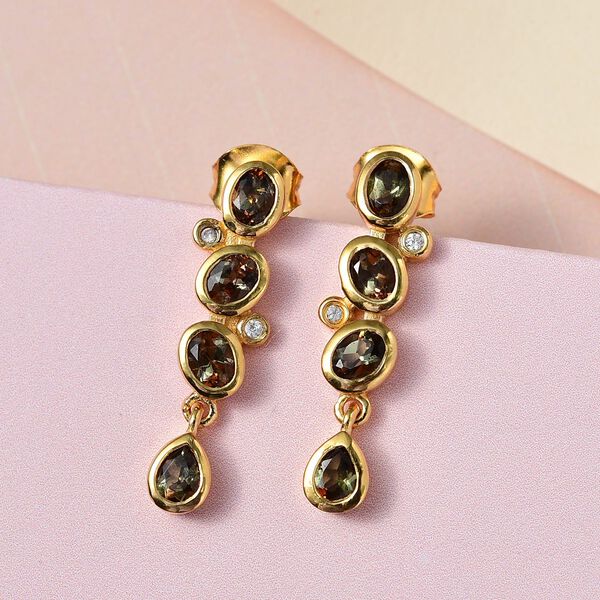 Nat&uuml;rliche Jenipapo Andalusit Ohrringe, 925 Silber vergoldet ca. 1.54 ct image number 2