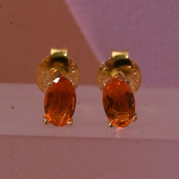 D'Joy AA Feueropal Ohrringe 925 Silber 750 Gelb Vergoldet ca. 0.29 ct