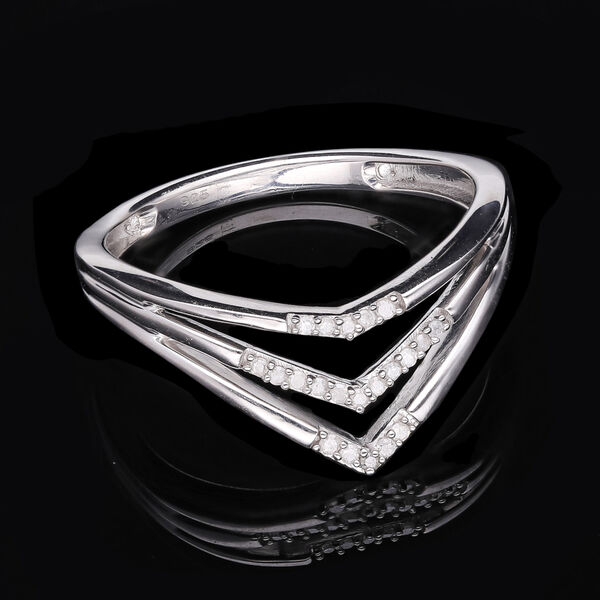 Weißer Diamant Ring, 925 Silber platiniert (Größe 18.00) ca. 0.10 ct image number 1