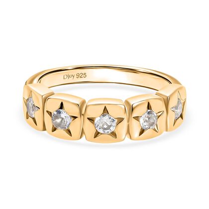 D joy AAA Premium Malagasy Regenbogen Mondstein Ring, 925 Silber 750 Gelb vergoldet (Gr&ouml;&szlig;e 20.00) ca. 0.36 ct