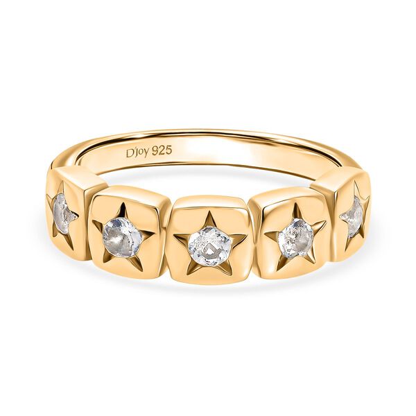 D joy AAA Premium Malagasy Regenbogen Mondstein Ring, 925 Silber 750 Gelb vergoldet (Gr&ouml;&szlig;e 20.00) ca. 0.36 ct