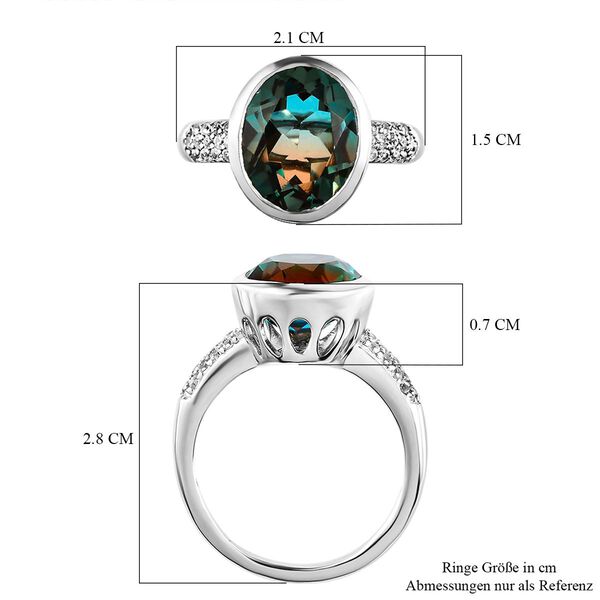 Aqua Terra Costa Quarz Triplett und Zirkon-Ring, 925 Silber vergoldet, 5,26 ct. image number 7
