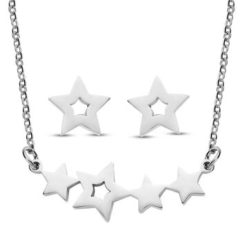 2er - Set silberne Ohrringe und Halskette, ca. 50 cm, Edelstahl