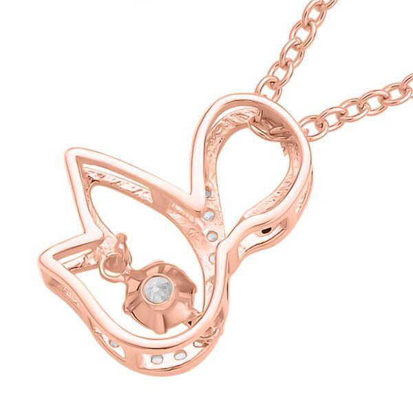 Weißer Zirkonia-Anhänger mit Edelstahl-Kette, 925 Silber rosévergoldet ca. 0,60 ct image number 5