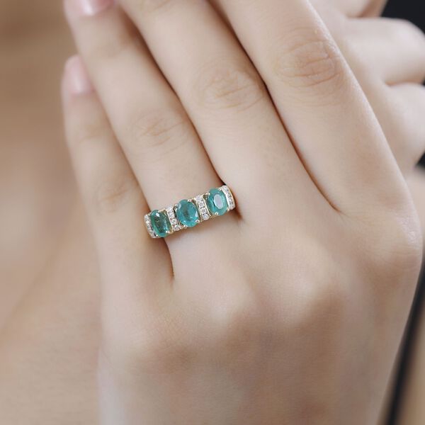 AAA Smaragd und Moissanit Ring in 375 Gold - 1,54 ct. image number 10