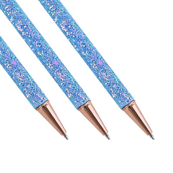 3er-Set Kristallkugelschreiber leuchtender Stift -Blau mit Ersatztinte, Blau image number 10