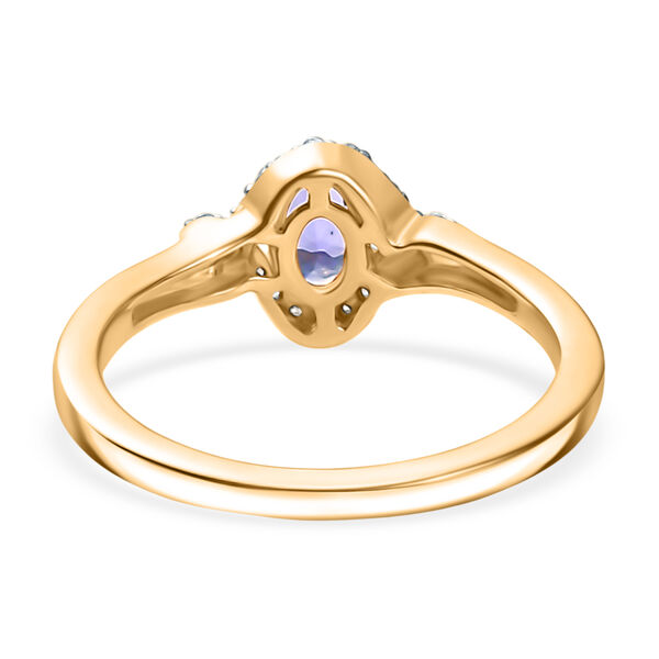 Tansanit und Zirkon Ring, 925 Silber 750 Gelbgold Vermeil - 0,65 ct. image number 6