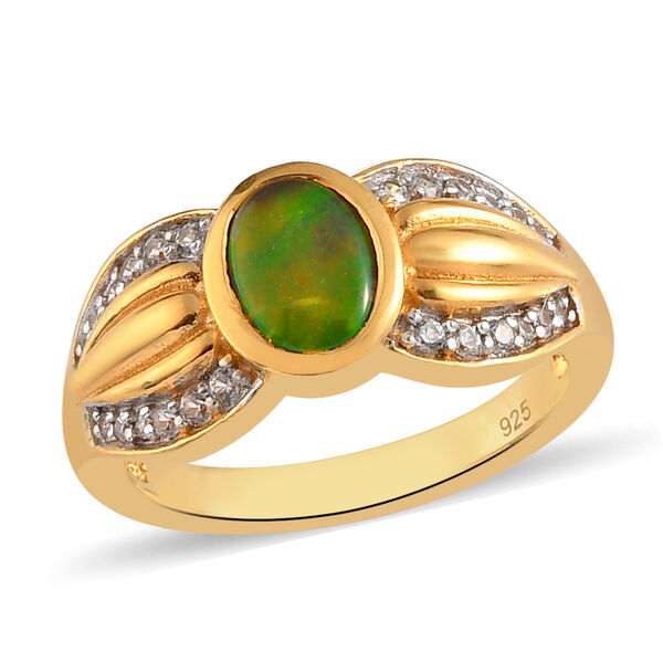 Ammolit und Zirkon Ring 925 Silber vergoldet  ca. 1,08 ct image number 4