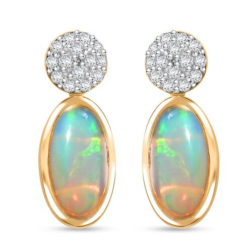 AA Natürliche, äthiopische Welo Opal und Zirkon Ohrringe - 2,11 ct. image number 0