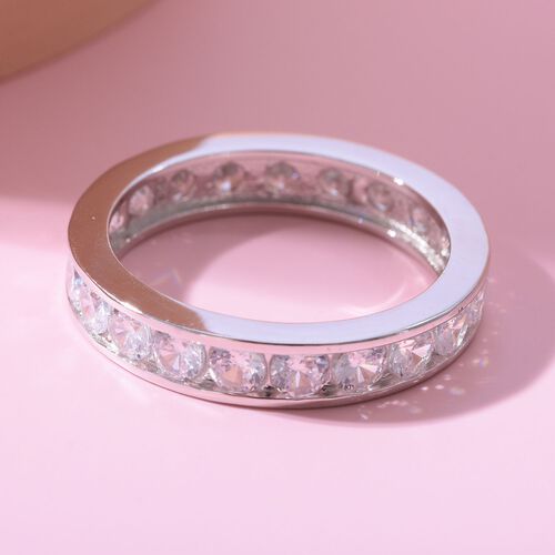 Lustro Stella - Weißer Zirkonia Ring, 925 Silber platiniert (Größe 21.00) ca. 3,96 ct image number 1