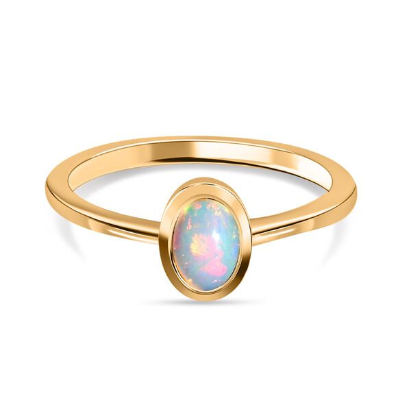 Nat&uuml;rlicher &Auml;thiopischer Opal Ring 925 Silber vergoldet  ca. 0,43 ct