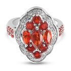 Mexikanischer Kirschfeuer-Opal und Zirkon Ring 925 Silber platiniert (Gr&ouml;&szlig;e 17.00) ca. 1,47 ct