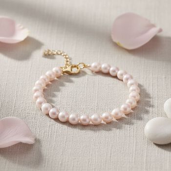 D'Joy Japanisches Akoya Perle 17+5cm Armband, 925 Silber vergoldet