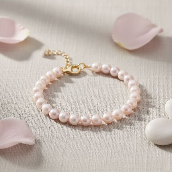 D'Joy Japanisches Akoya Perle 17+5cm Armband, 925 Silber vergoldet image number 1