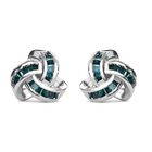 Blaue Diamant-Ohrstecker, 925 Silber platiniert ca. 0.15 ct