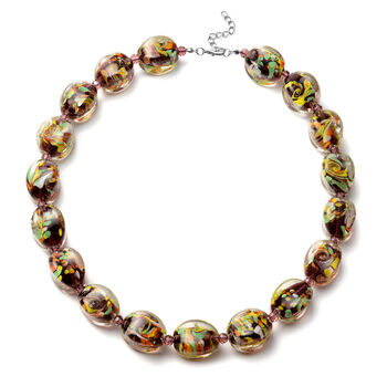 Lila Muranoglas Stil Halskette ca. 53+5 cm