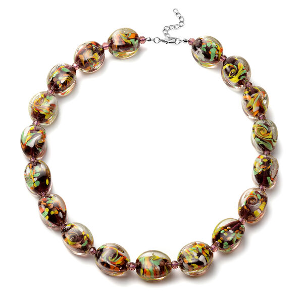 Lila Muranoglas Stil Halskette ca. 53+5 cm