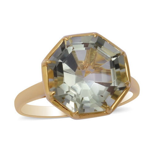 Prasiolite Solitär Ring 925 Silber Vergoldet image number 0