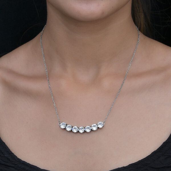 LUSTRO STELLA - &ouml;sterreichische, wei&szlig;e Kristall-Halskette mit Magnetverschluss, 45 cm lang, Edelstahl ca. 8,29 ct image number 2