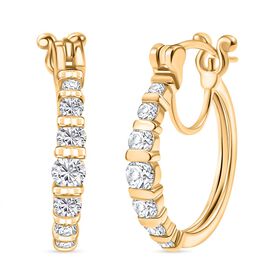 Moissanit Ohrringe, 925 Silber 750 Gelbgold Vermeil - 1,31 ct.