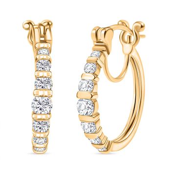 Moissanit Ohrringe 925 Silber 750 Gelbgold Vermeil ca. 1.31 ct