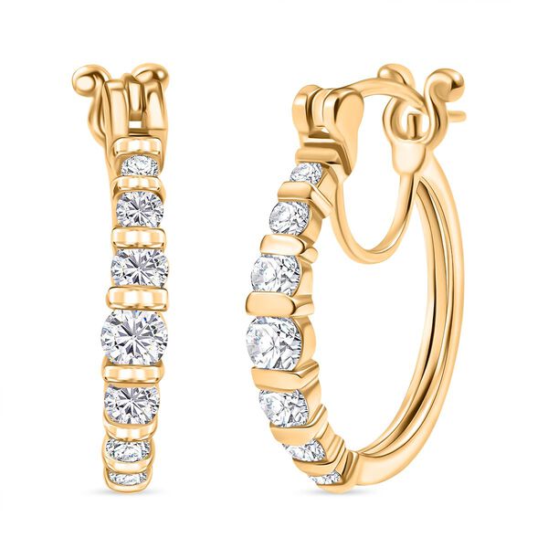 Moissanit Ohrringe, 925 Silber 750 Gelbgold Vermeil - 1,31 ct.