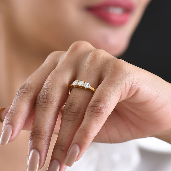 Moissanit Ring, 925 Silber vergoldet - 0,71 ct. image number 2