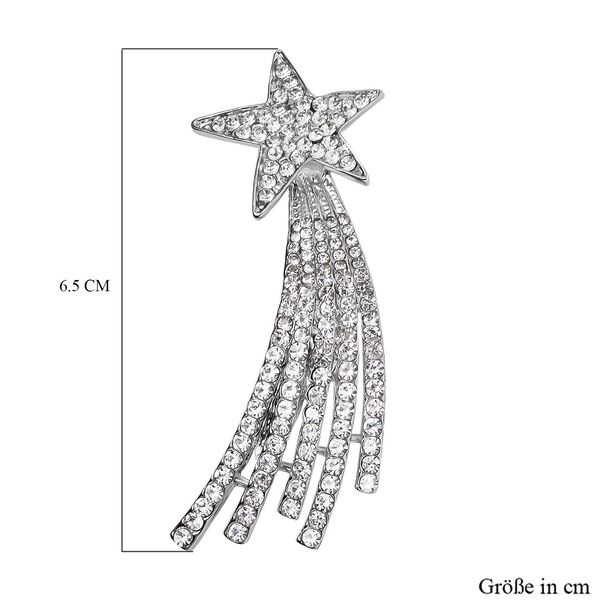 Weißer Kristall Brosche, Stern, silberfarben image number 5