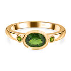 Natürlicher Chromdiopsid und Zirkon Ring 925 Silber vergoldet (Größe 16.00) ca. 0,82 ct